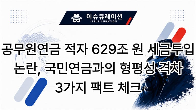 공무원연금 적자 629조 원 세금 투입 논란과 국민연금 형평성 격차 3가지 팩트 체크 안내 썸네일 이미지