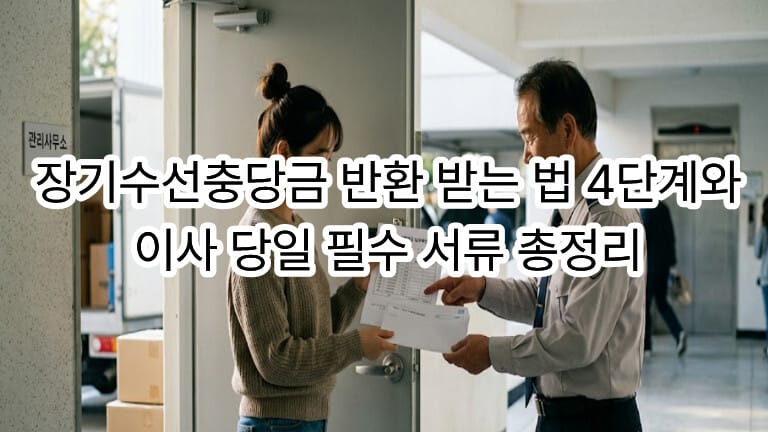 이사 당일 관리사무소에서 장기수선충당금 납부확인서를 발급받는 모습과 환급 절차 총정리