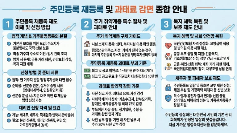 주민등록 재등록 신청 방법과 과태료 감면 기준 및 복지 혜택 복원 종합 안내