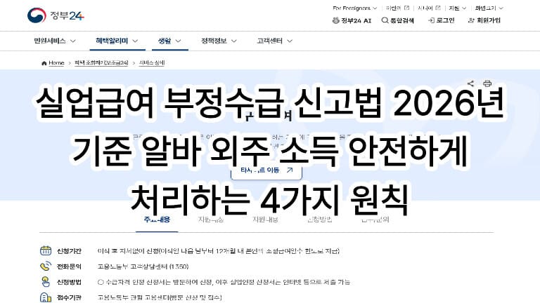 2026년 실업급여 부정수급 기준과 알바 및 외주 소득 안전 신고 원칙 가이드